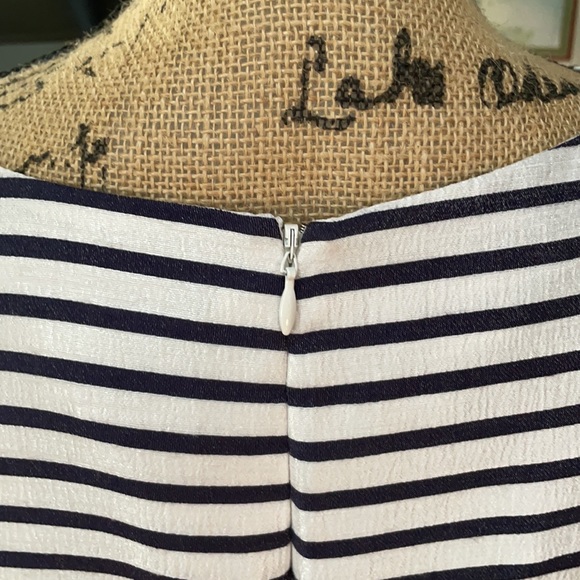 NWT Taylor Navy Striped Fit & Flare Dress Size 14 - Picture 6 of 16